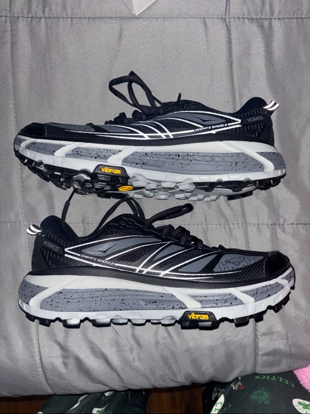 Hoka One One Men's Dark Gray and White Trail Running Shoes